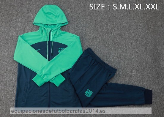 Nuevo Conjunto Completo Chaqueta Con Capucha Barcelona 23/24 Verde I Azul Baratas
